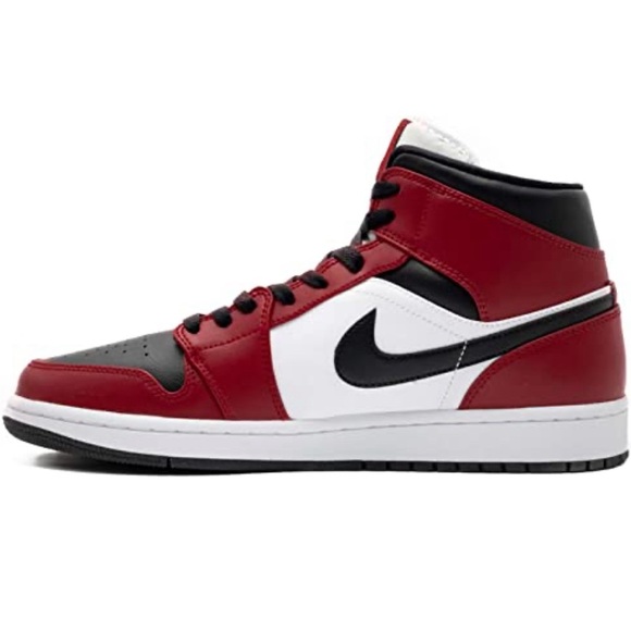 Nike Other - AIR JORDAN Mens 1 Mid Leather Synthetic Black Black Gym Red Trainers 8.5 US